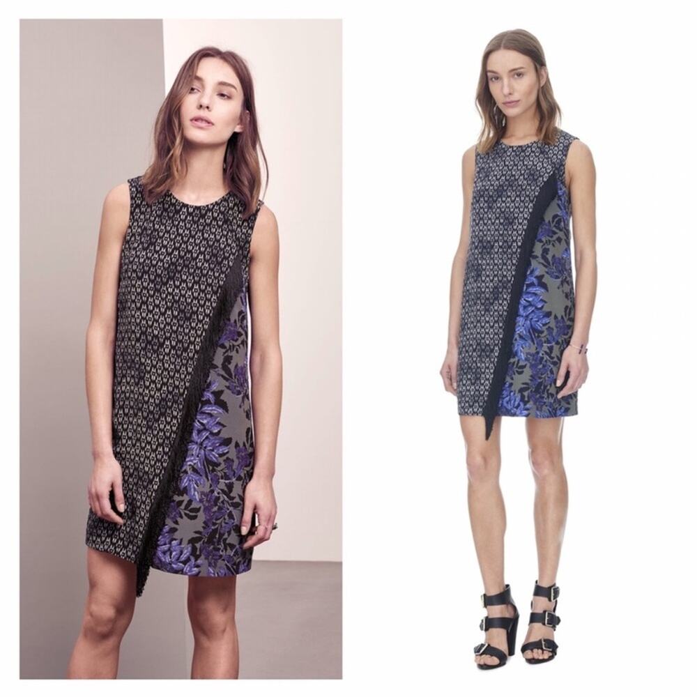 NWT Rebecca Taylor silk fringe box step dress floral sz 2